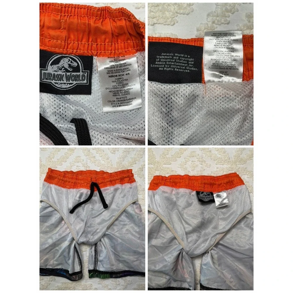 Jurassic World Dinosaur Graphic Swim Trunks Orange Multi XS 4/5 Boys‎ Swimwear